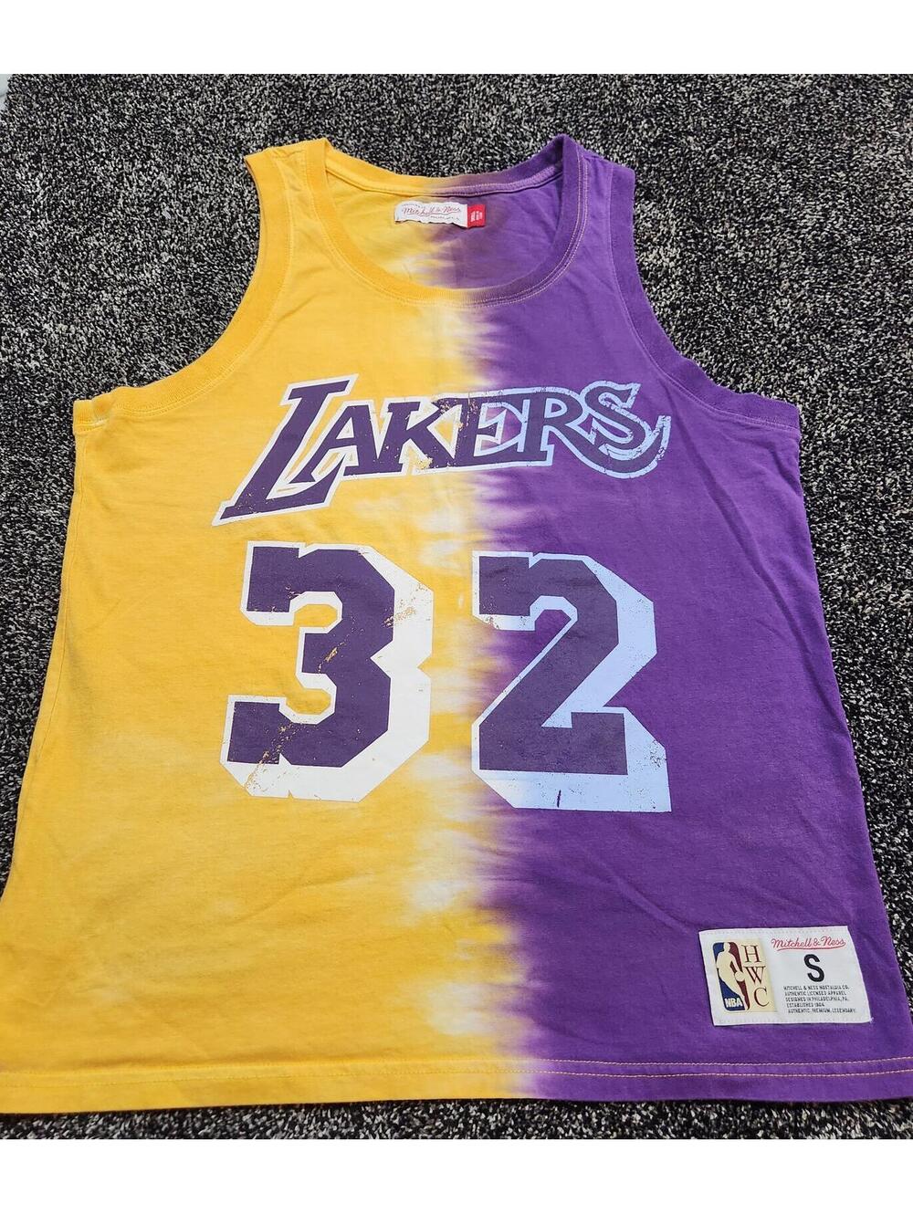 Mitchell & Ness Men Magic Johnson LA Lakers Tie Dye Tank Top Cotton Jersey Small